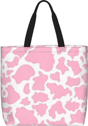 Generic Women Handbag Pink Cow Print Women Beach Bag Girls Large Capacity Ladies Purse, For Wedding, Gym, Graduation, Holiday, Swim