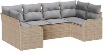 vidaXL Garden Sofa Set 6 pcs Beige and light grey Poly rattan vidaXL