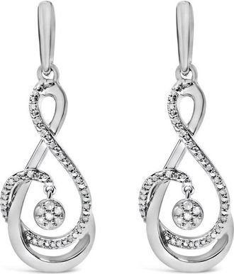 House of Brilliance 925 Sterling Silver 1/6 Cttw Diamond Spiral Twist Drop and Dangle Earrings
