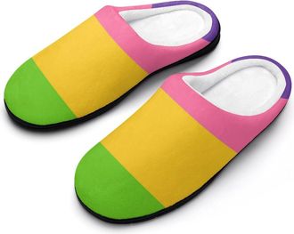 Generic Lesbian Flag Funny Mens Cotton Slippers Soft Non-Slip Rubber Sole House Slipper Indoor Outdoor