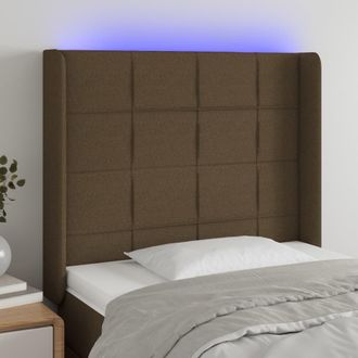 vidaXL Cabecero Con Led De Tela Marr&oacute;n Oscuro 103x16x118/128 Cm Vidaxl