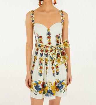 Farm Rio Tropi Belted Mini Dress In Off-White