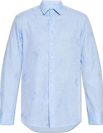Etro Overhemd met decoratief patroon - Heren - Zakelijke Overhemden - Blauw - 2XL - Katoen - Overhemden