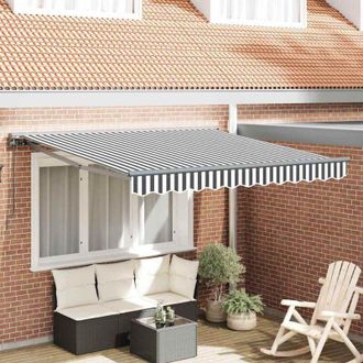 vidaXL Toldo Retr&aacute;ctil Manual Antracita Y Blanco 300x250 Cm Tela Vidaxl