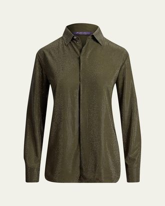 Ralph Lauren Silk Long-Sleeve Mesh Shirt