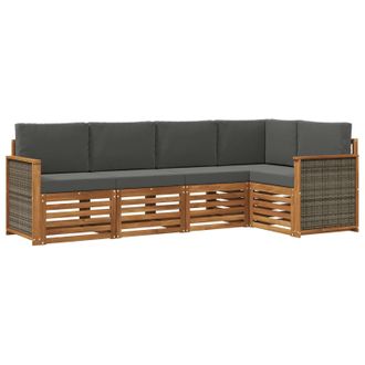 vidaXL Conjunto De Sof&aacute; Seccional Con Coj&iacute;n 4 Pcs Natural Y Antracita Vidaxl