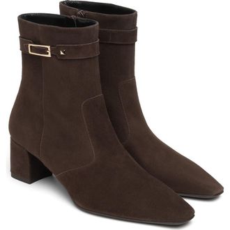 Nero Giardini Suede Block Heel Bootie in Chocolate at Nordstrom, Size 37