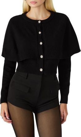 Steve Madden Gissele Cape Detail Cardigan in Black at Nordstrom, Size Xx-Large