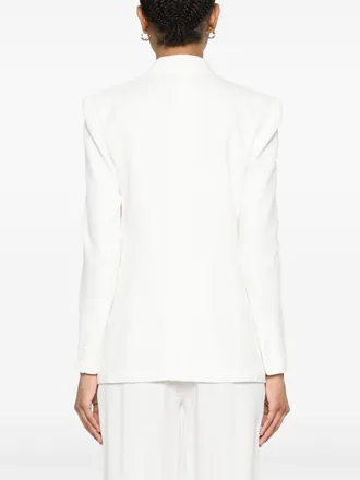Elisabetta Franchi Double-Breasted Linen Blend Blazer - White