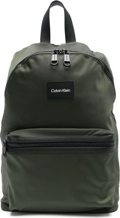 Calvin Klein logo-patch laptop backpack - men - Polyester/Polyurethane - OS - Green