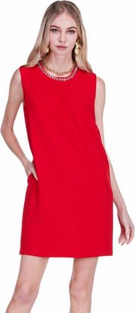Jade Yoga Embellish Neck Mini Dress In Red