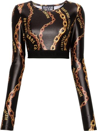 Versace Jeans Couture Chain Couture crop top - women - Spandex/Elastane/Polyester - 46 - Black