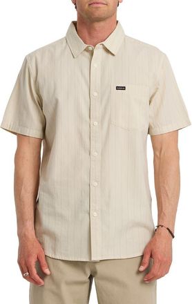 Quiksilver Dobby Stripe Classic Short Sleeve Cotton Button-Up Shirt in Bone White at Nordstrom Rack, Size Xx-Large