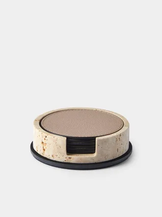 Giobagnara Positano Marble Coasters with Holder (Set of 6)