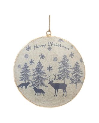 Melrose International Set Of 6 Metal Woodland Animal Merry Christmas Ornament