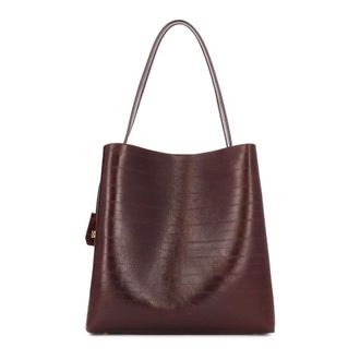 Kazar Tassen, Dames, Bruin, ONE Size, Leer, Leren tas met reli&euml;f verticaal patroon