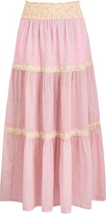 LoveShackFancy Loveshackfancy Phia Floral-print Tiered Cotton Maxi Skirt - Pink - Xxs (UK4 / Xxs)