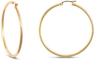 Jewelco London 9ct Gold Polished 2mm Hoop Earrings 45mm - JER390