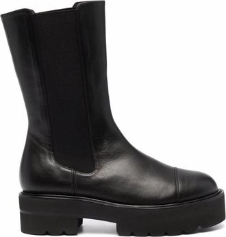 Stuart Weitzman Presley Ultralift Platform Bootie - Dames - Chelseaboots - Zwart - 41 EU - Leer - Schoenen