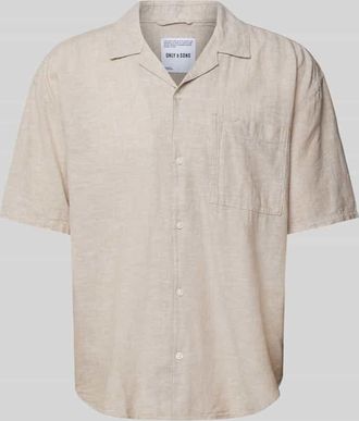 Only & Sons Relaxed Fit Freizeithemd aus Baumwoll-Leinen-Mix Modell CAIDEN in Beige, Gr&ouml;&szlig;e XXL