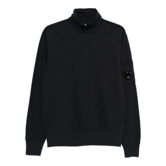 C.P. Company Zip-throughs, male, Blue, Size: M Light Fleece Half Zip Lens Sweatshirt