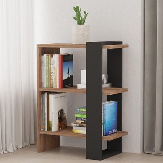Dmora Libreria Netro, Biblioteca 3 Ripiani, Installazione Libera, Utilizzabile Come Divisorio Locale, 52x25x70h Cm Marrone Noce