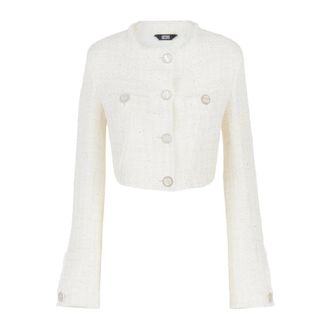 GCDS Gcds - Cropped Tweed Jas - Dames - Jassen - Wit - Maat: XL Tweed