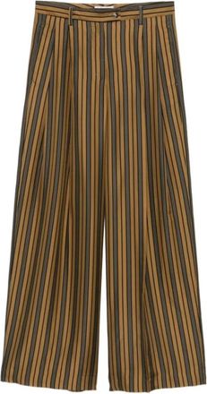 Alberto Biani Broek met verticale strepen - Dames - Wijde Broeken - Bruin - S - Polyester - Broeken