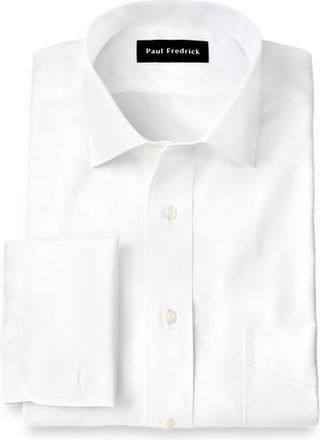 Paul Fredrick Non-iron Cotton Pinpoint Solid Spread Collar French Cuff Dress Shirt in White at Nordstrom, Size 16.5 - 32