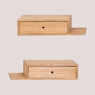 Sklum Set De 2 Mesitas De Noche Flotantes En Madera Harald Sklum