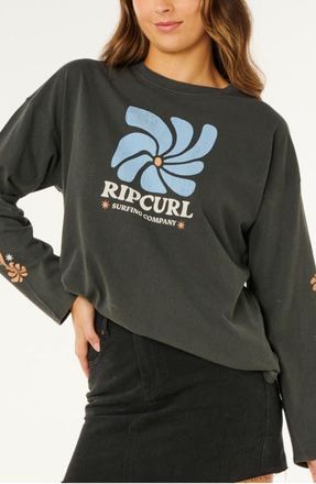 Rip Curl Pacific Coast Heritage Relaxed Graphic Long Sleeve T-Shirt in Washed Black at Nordstrom, Size Xx-Small