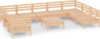 vidaXL Juego Muebles De Jard&iacute;n 10 Piezas Madera Maciza Pino Vidaxl
