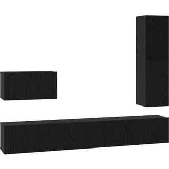 vidaXL Vidaxl - Conjunto De Mueble De Tv 4 Pcs Roble Negro 200 X 30 X 30 Cm