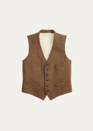 Ralph Lauren Purple Label Mens Hand-Tailored Plaid Wool-Cashmere Vest