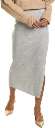 Brunello Cucinelli Light Grey Wool Silk Skirt, Size Large