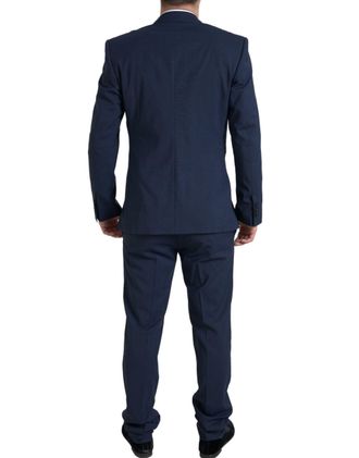 Dolce & Gabbana Mens Blue 2 Piece Single Breasted Sicilia Suit Polyester Wool Elastane
