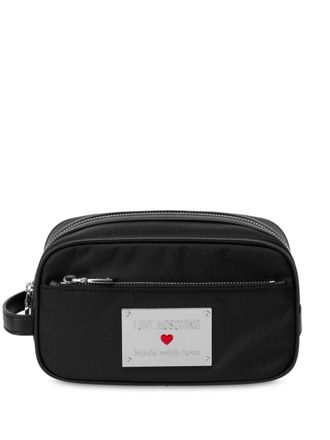 Love Moschino Make-up tas met logoplakkaat - Zwart