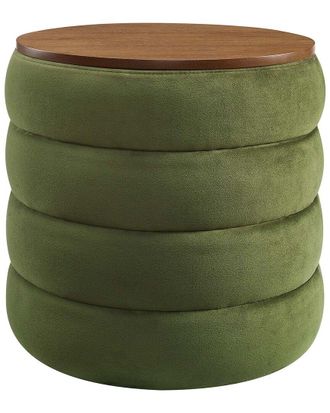 ModWay Mezzo Round Performance Velvet Storage Ottoman Stool