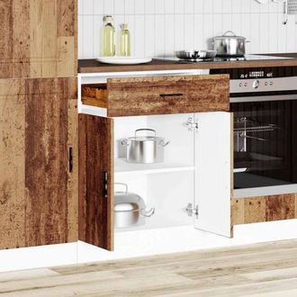 Berkfield Home Kitchen Base Cabinet&not;Porto Old Wood Engineered Wood in Brown