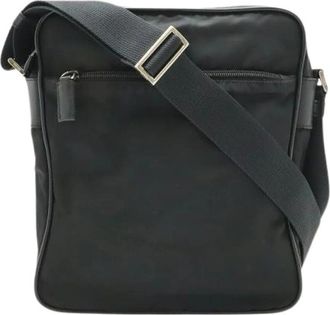 Prada Pre-owned Nylon Leren Schoudertas - Dames - Vintage Schoudertas - Zwart - ONE Size - Nylon - Vintage