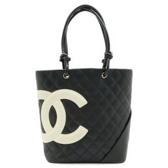 Chanel Ligne Cambon Black White Shoulder Bag Tote Bag (Pre-Owned)