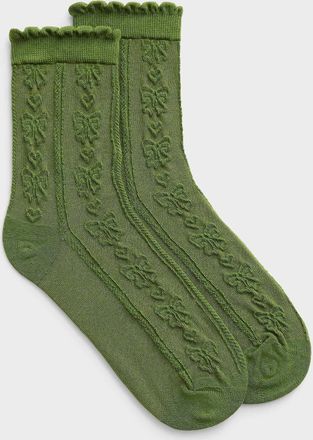 Simons Womens Embossed bow ankle socks