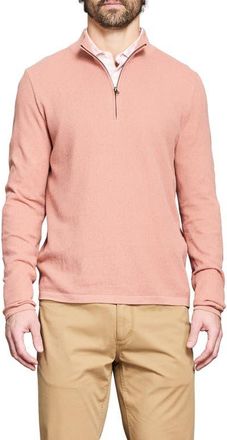 Billy Reid Fine Guage Texture Cotton Blend Quarter Zip Sweater in Salmon at Nordstrom, Size Xx-Large