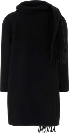 Balenciaga Womens Midi Coat Black Cashmere