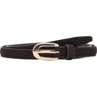 Mango Thin Suede Belt in Chocolate at Nordstrom, Size Medium