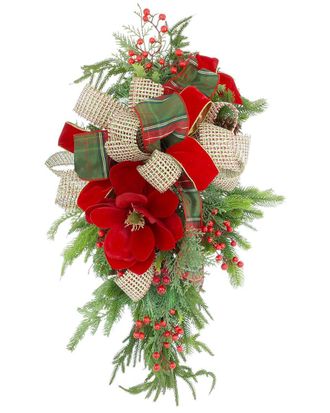 Creative Displays Inc. Handcrafted Holiday Swag With Magnolia, Berries & Bows