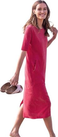 Celtic & Co. Linen Blend Button Back Midi Dress in Raspberry at Nordstrom, Size 10