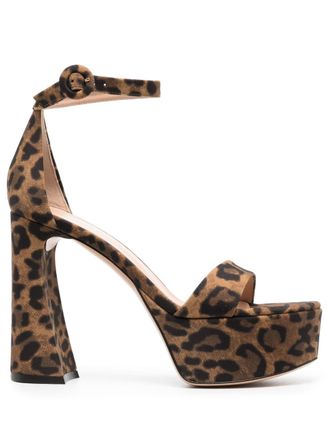 Gianvito Rossi Sandali Holly leopardati 120mm - Marrone