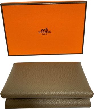 Herm&egrave;s Kara Etoupe Gray Grayish Epsom Leather Coin Purse/Coin Case (Pre-Owned)