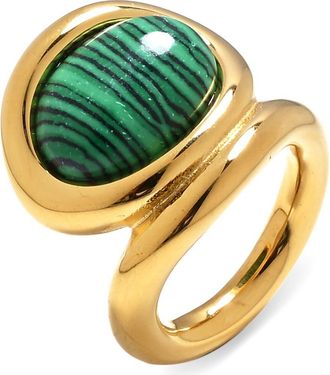 Eye Candy Los Angeles Isel Malachite Statement Ring in Gold at Nordstrom Rack, Size 8